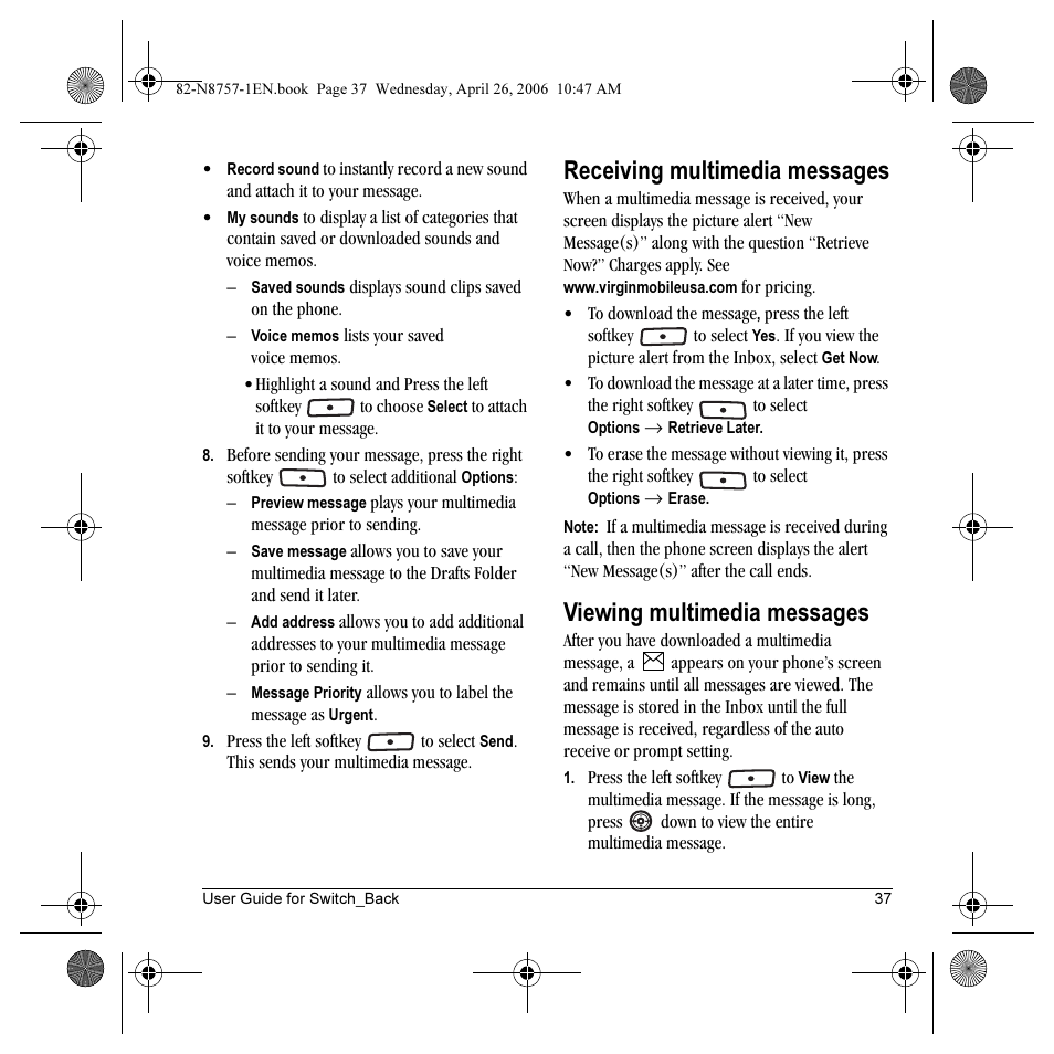 Receiving multimedia messages, Viewing multimedia messages | Kyocera Strobe K612 User Manual | Page 43 / 72