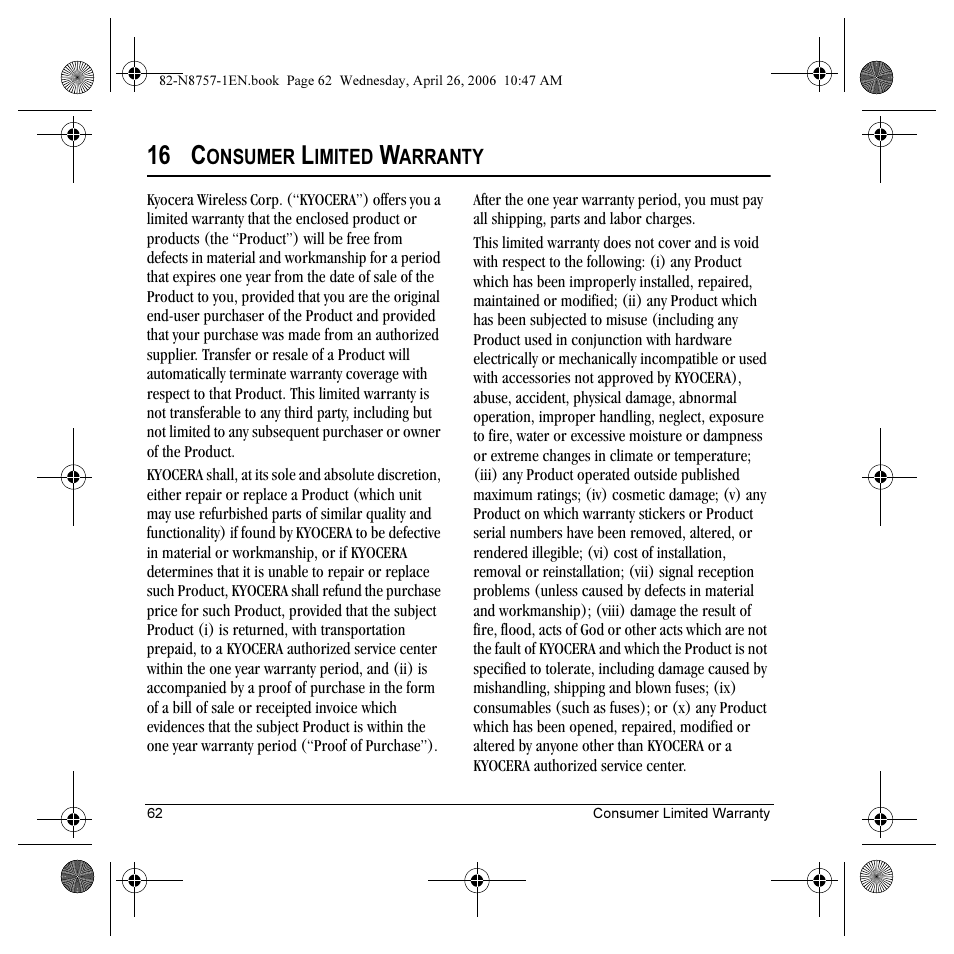 16 c | Kyocera Strobe K612 User Manual | Page 68 / 72