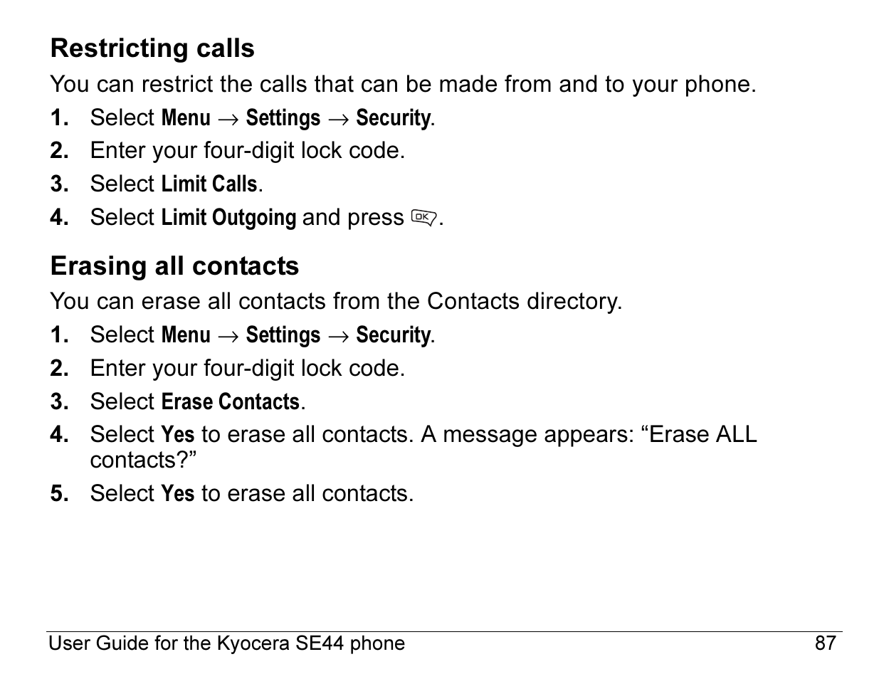 Kyocera Angel SE47 User Manual | Page 109 / 148