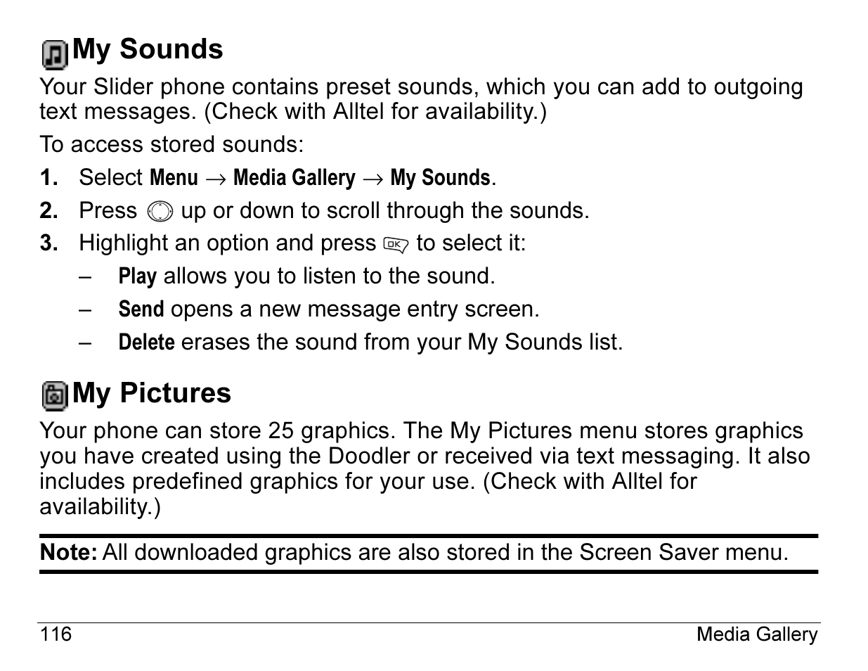 My sounds, My pictures | Kyocera Angel SE47 User Manual | Page 138 / 148