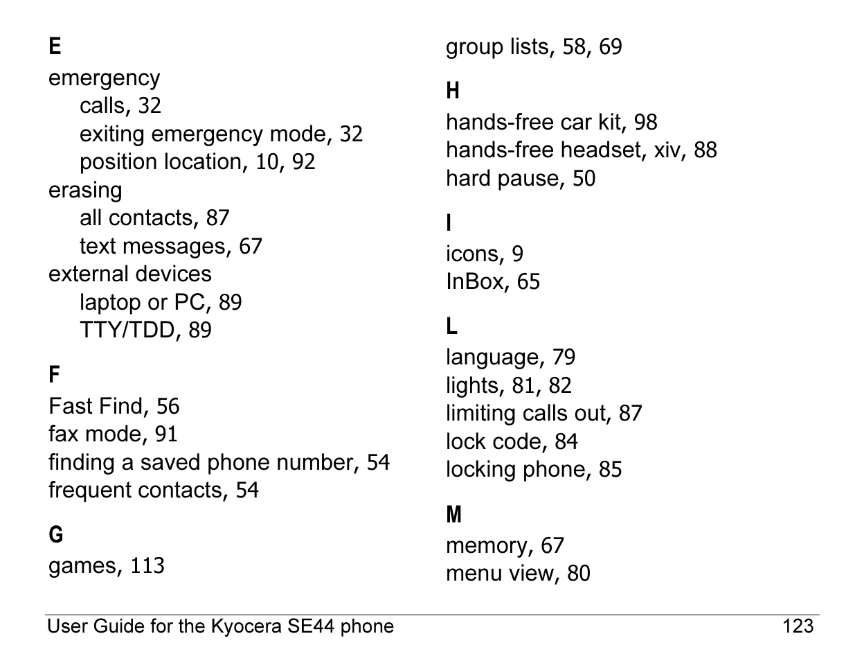 Kyocera Angel SE47 User Manual | Page 145 / 148