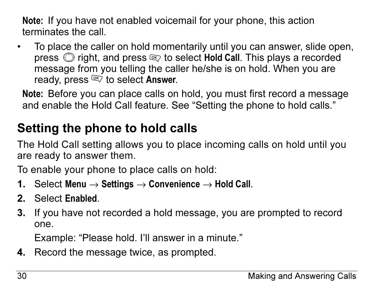 Setting the phone to hold calls | Kyocera Angel SE47 User Manual | Page 52 / 148