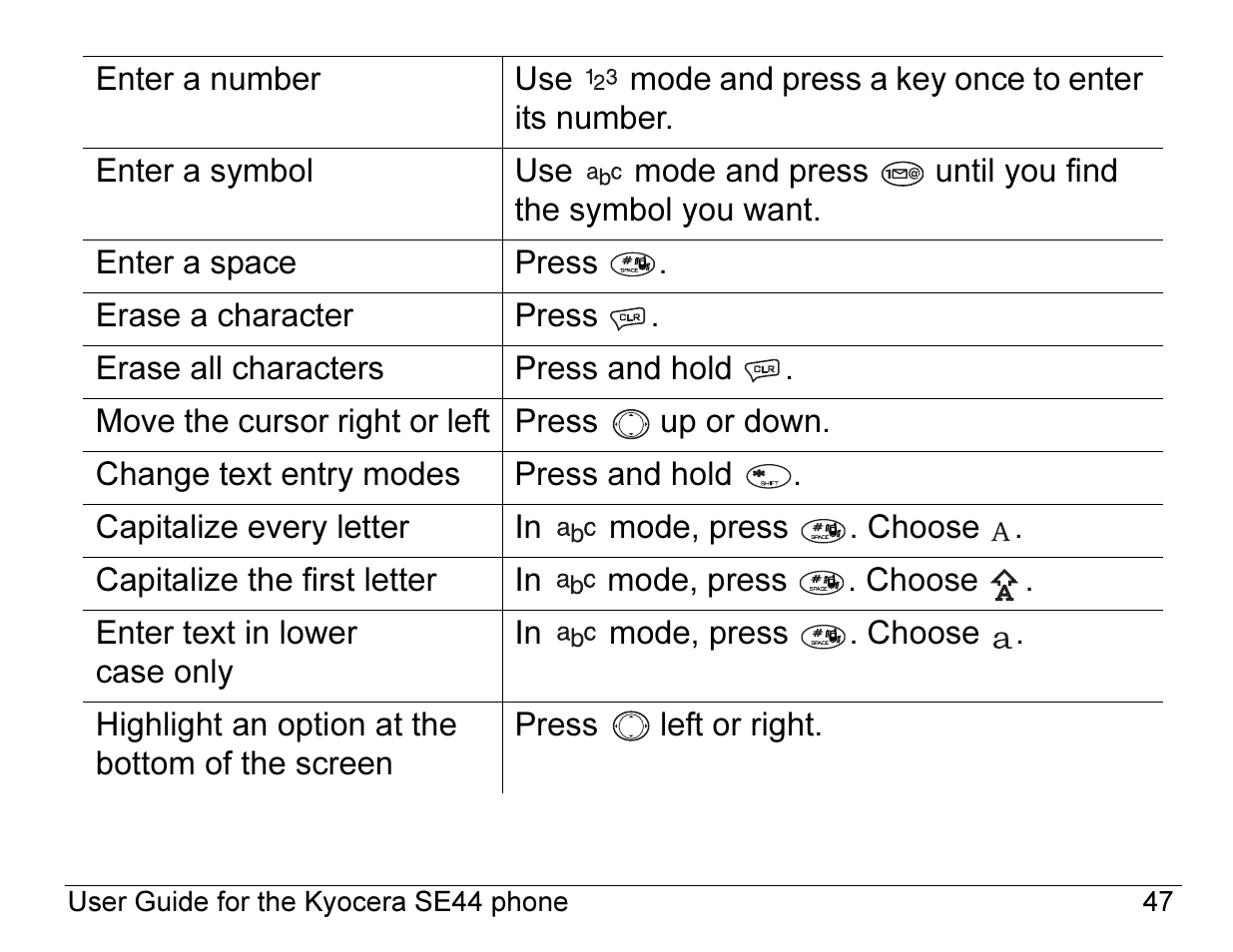 Kyocera Angel SE47 User Manual | Page 69 / 148