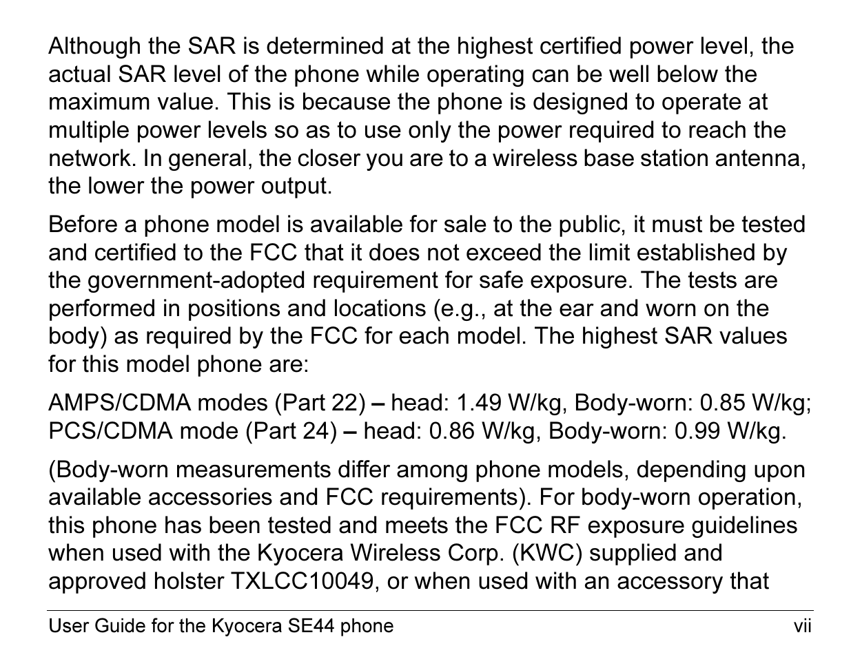 Kyocera Angel SE47 User Manual | Page 7 / 148