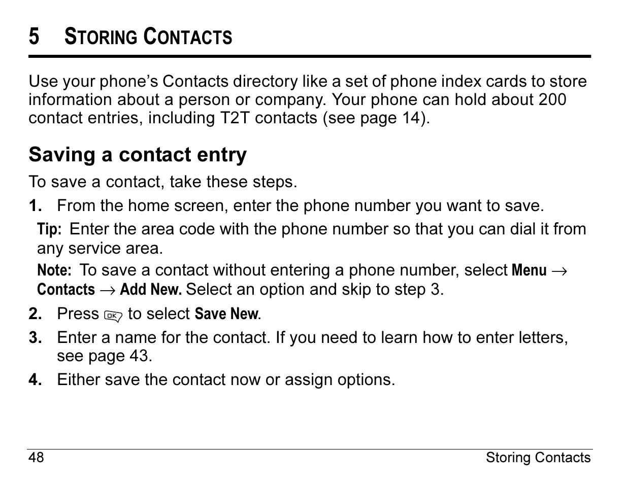 Saving a contact entry | Kyocera Angel SE47 User Manual | Page 70 / 148