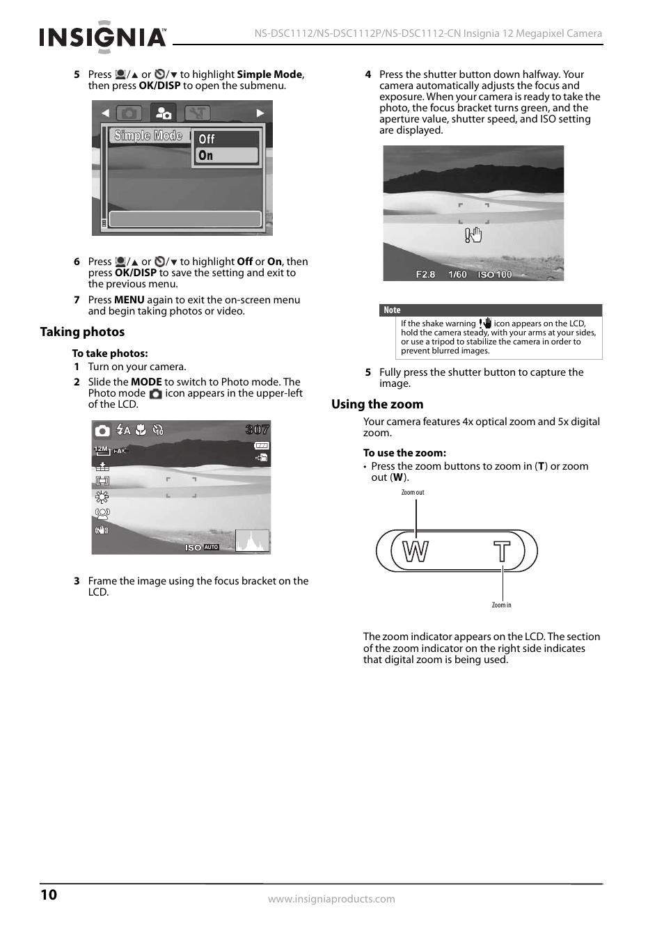 Taking photos, Using the zoom, Taking photos using the zoom | Using the zoom” on | Kyocera NS-L32Q-10A User Manual | Page 14 / 32