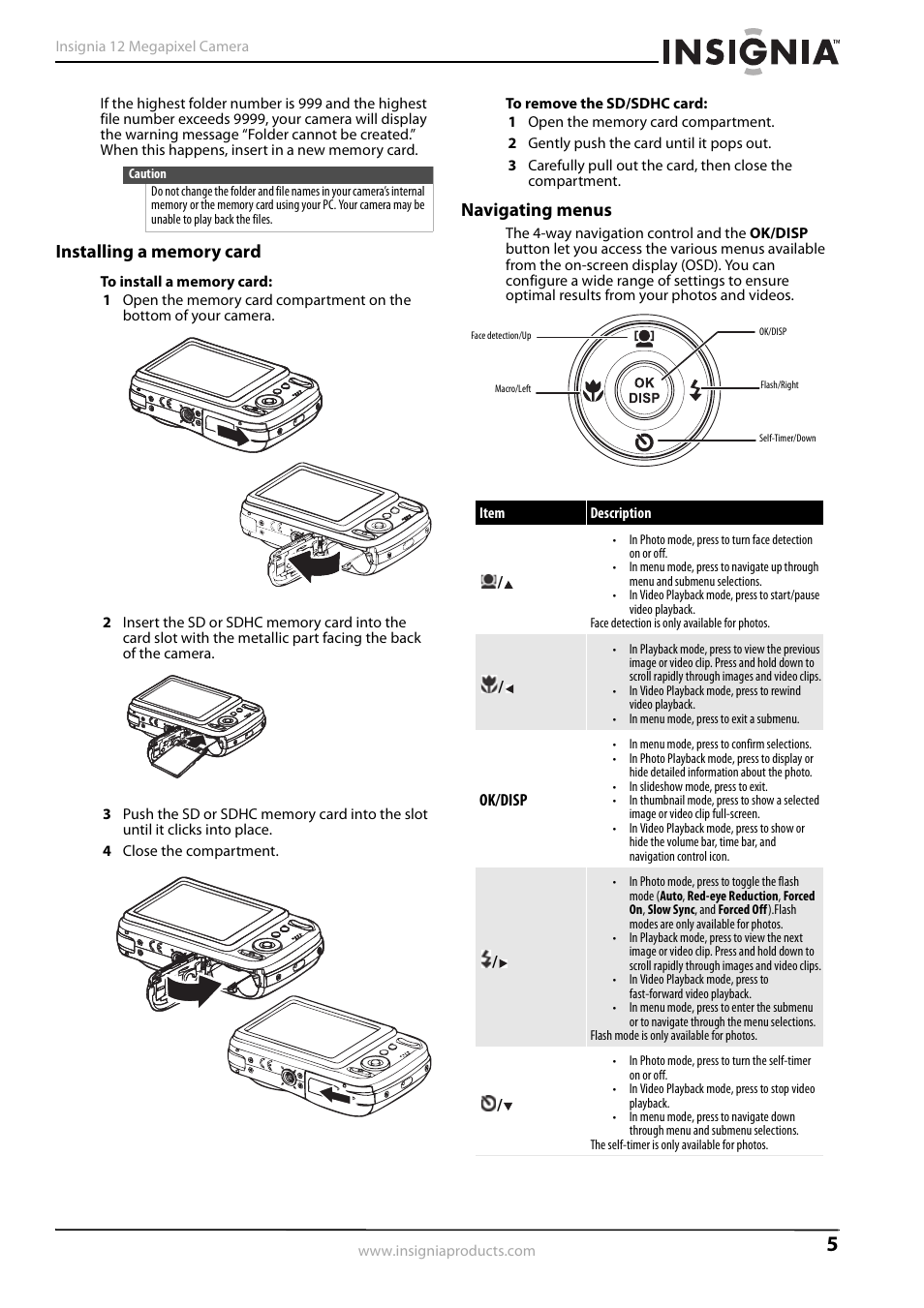 Installing a memory card, Navigating menus, Installing a memory card navigating menus | Kyocera NS-L32Q-10A User Manual | Page 9 / 32