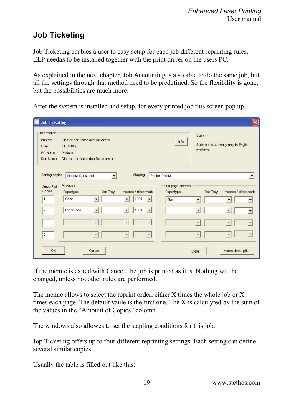 Job ticketing | Kyocera Laser Printing ELP User Manual | Page 19 / 26