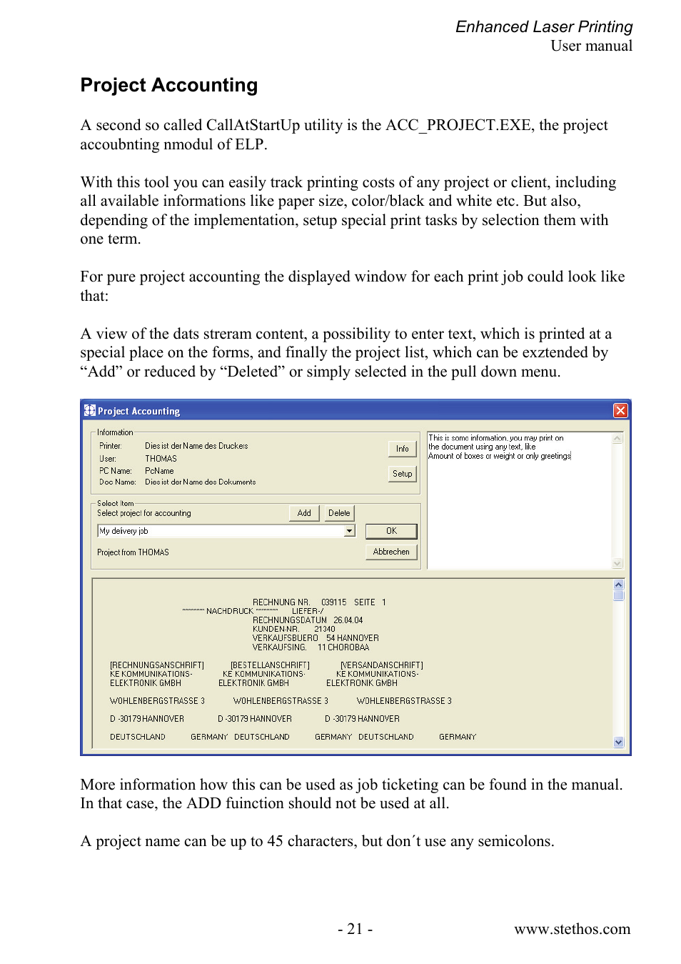 Project accounting | Kyocera Laser Printing ELP User Manual | Page 21 / 26