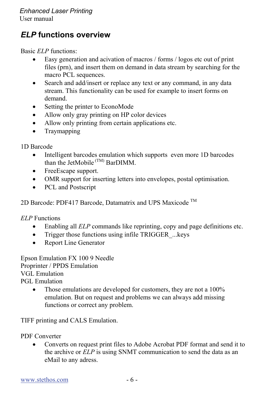 Elp functions overview | Kyocera Laser Printing ELP User Manual | Page 6 / 26