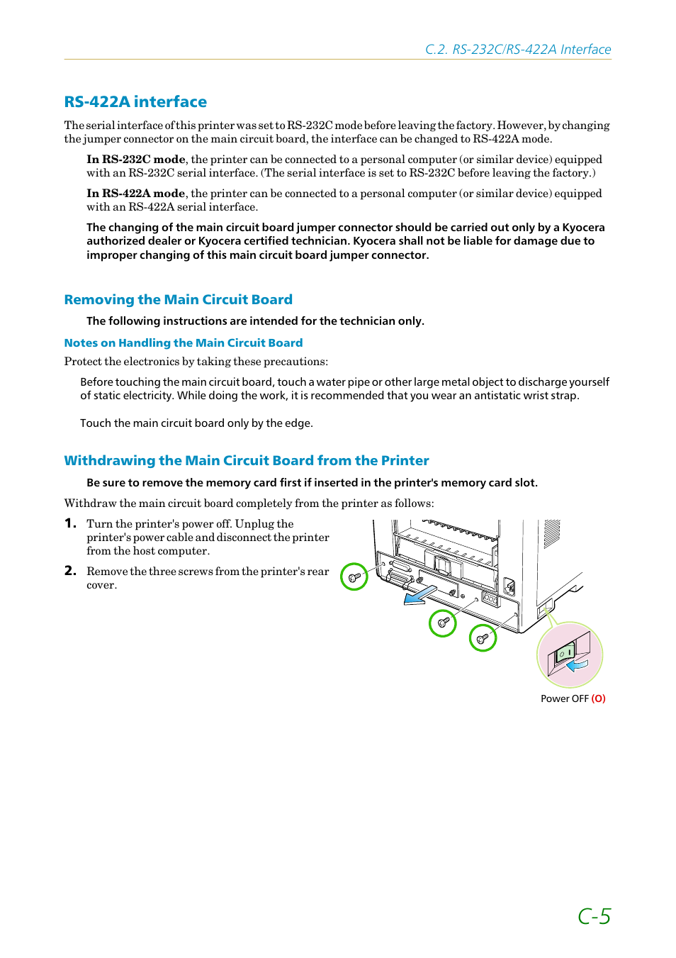 Rs-422a interface | Kyocera FS1750 User Manual | Page 112 / 124