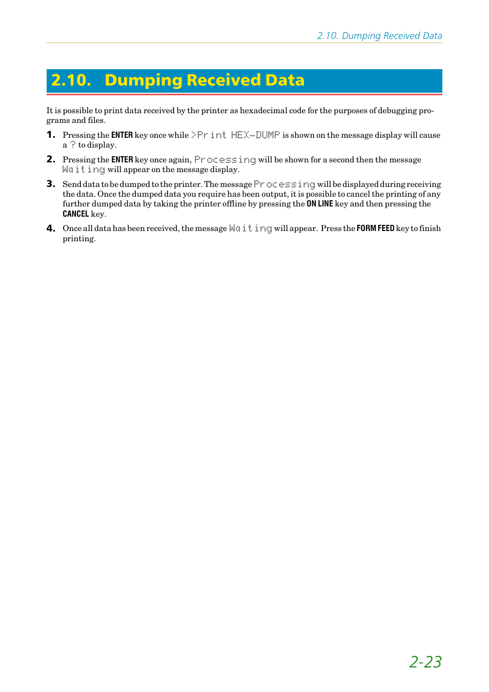 Dumping received data | Kyocera FS1750 User Manual | Page 68 / 124