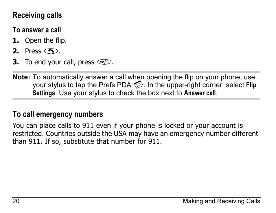 Receiving calls | Kyocera 7135 User Manual | Page 38 / 112