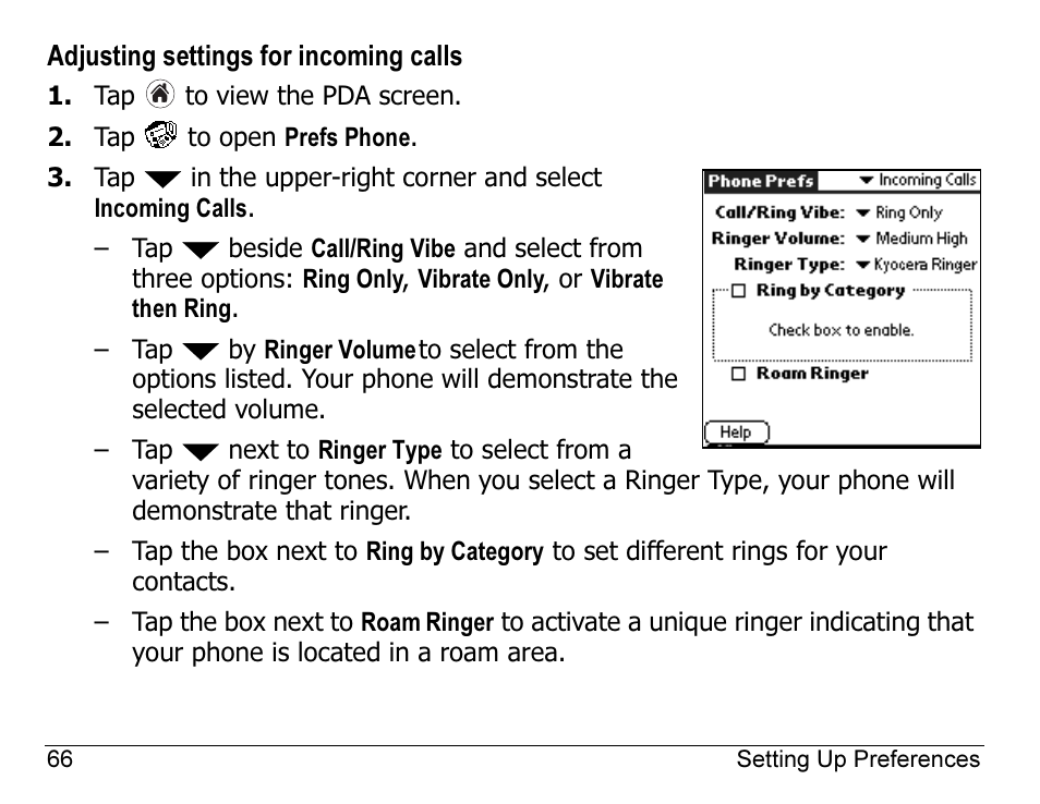 Adjusting settings for incoming calls | Kyocera 7135 User Manual | Page 84 / 112