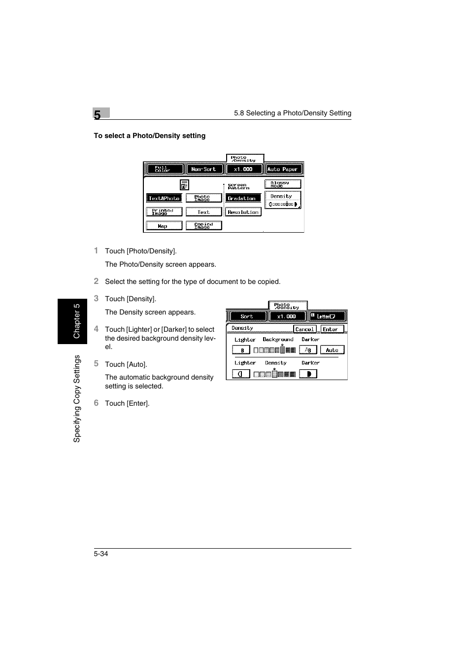 To select a photo/density setting -34 | Kyocera KM-C2030 User Manual | Page 121 / 154