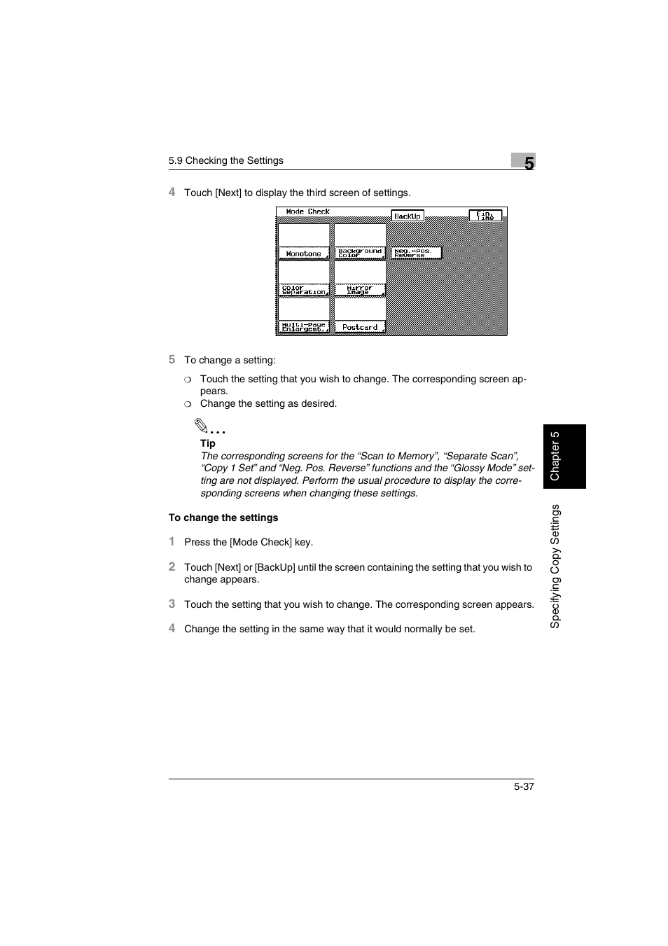 To change the settings -37 | Kyocera KM-C2030 User Manual | Page 124 / 154