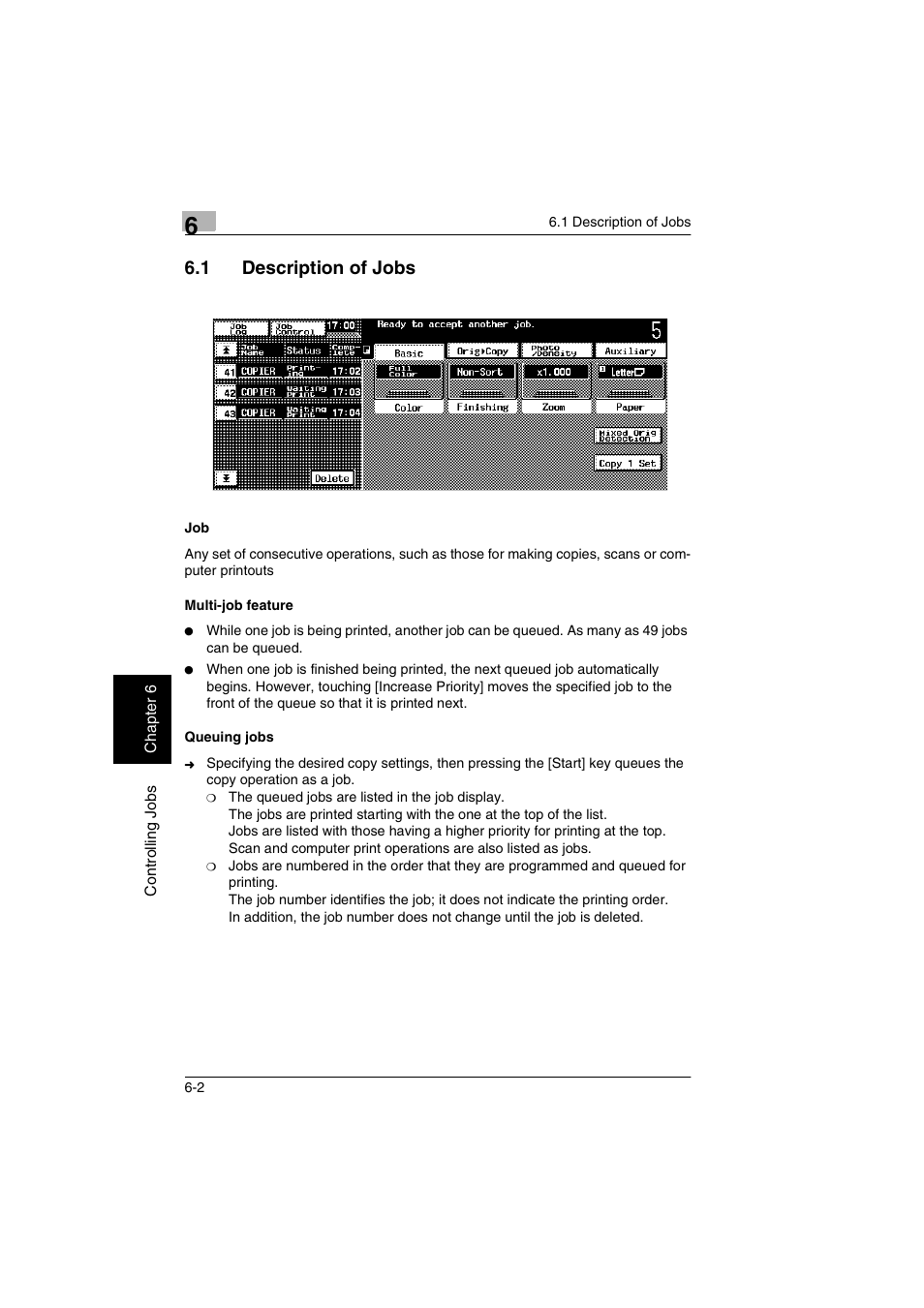 1 description of jobs | Kyocera KM-C2030 User Manual | Page 127 / 154