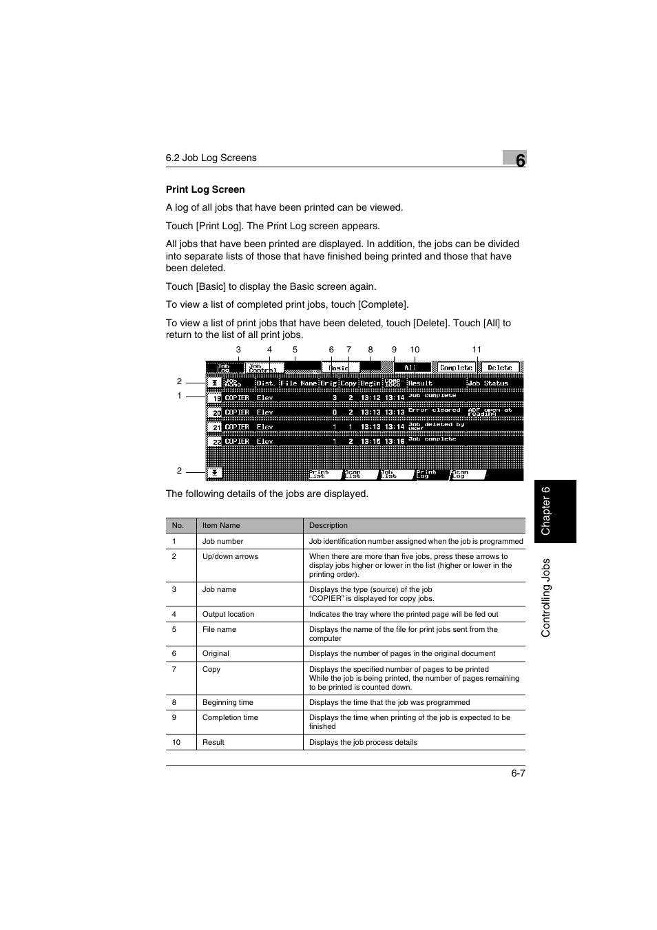 Print log screen -7 | Kyocera KM-C2030 User Manual | Page 132 / 154