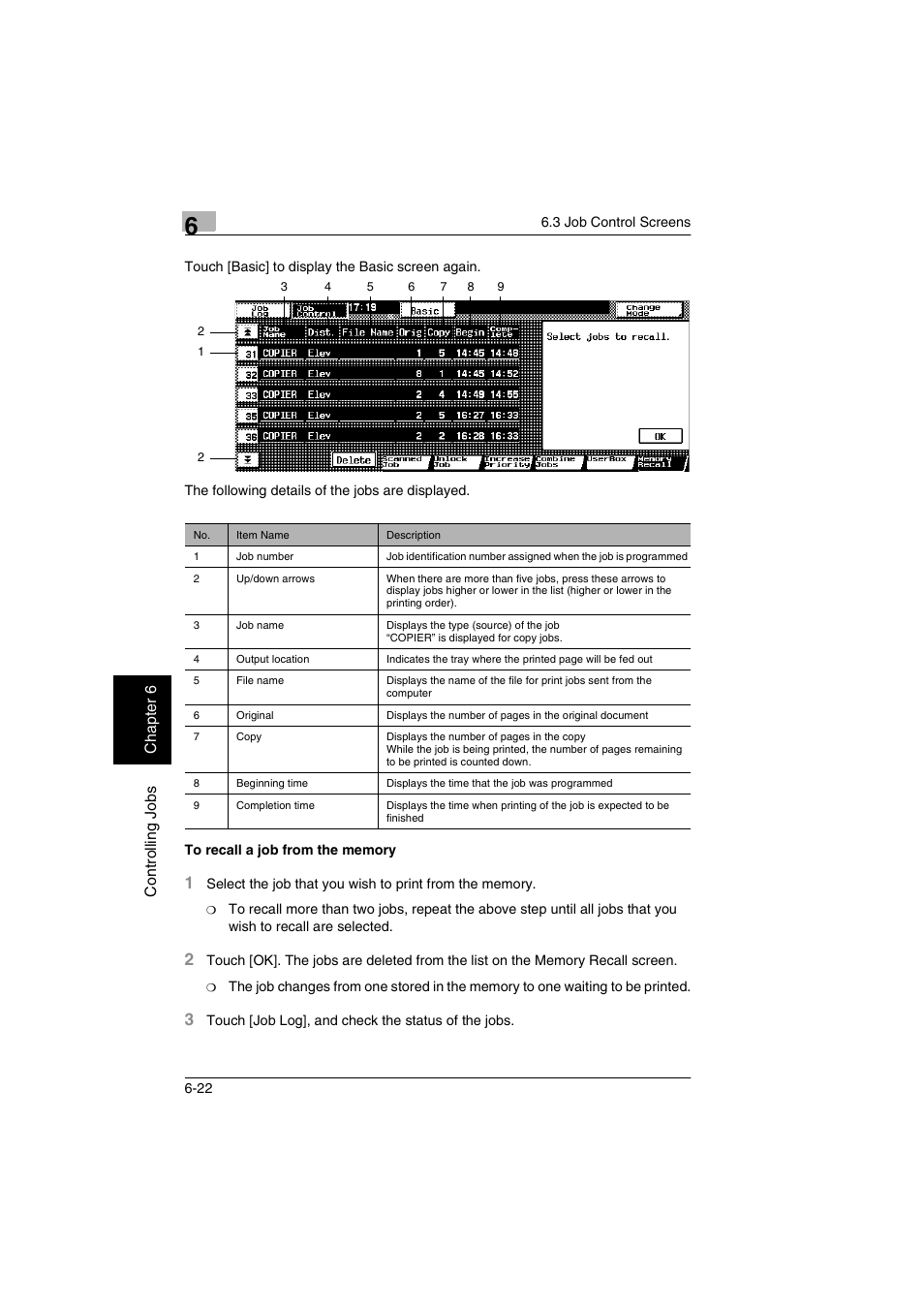 To recall a job from the memory -22 | Kyocera KM-C2030 User Manual | Page 147 / 154