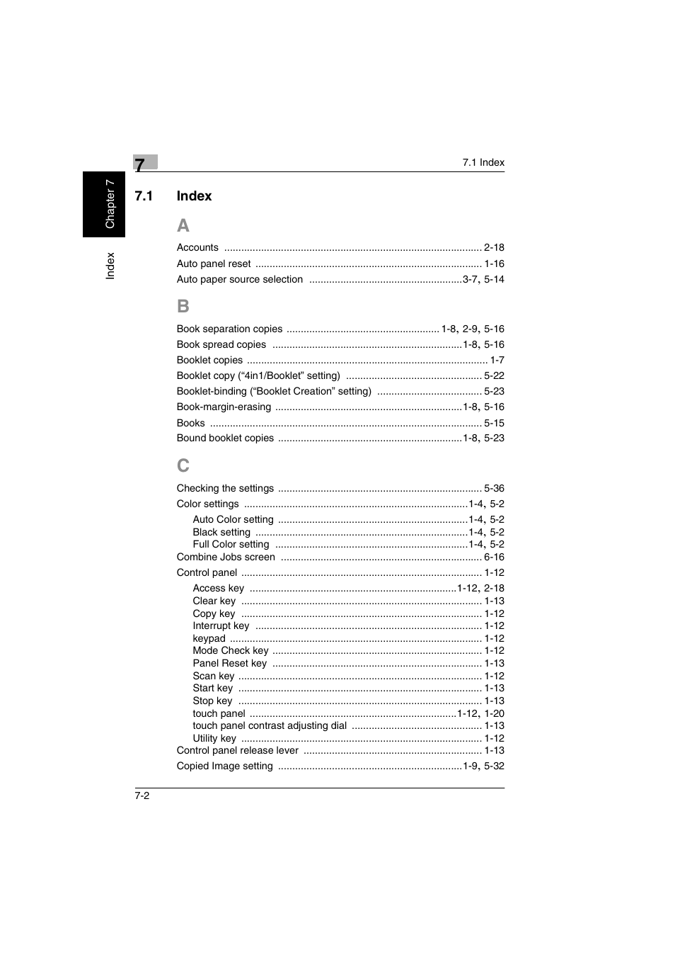 Index -2 | Kyocera KM-C2030 User Manual | Page 149 / 154