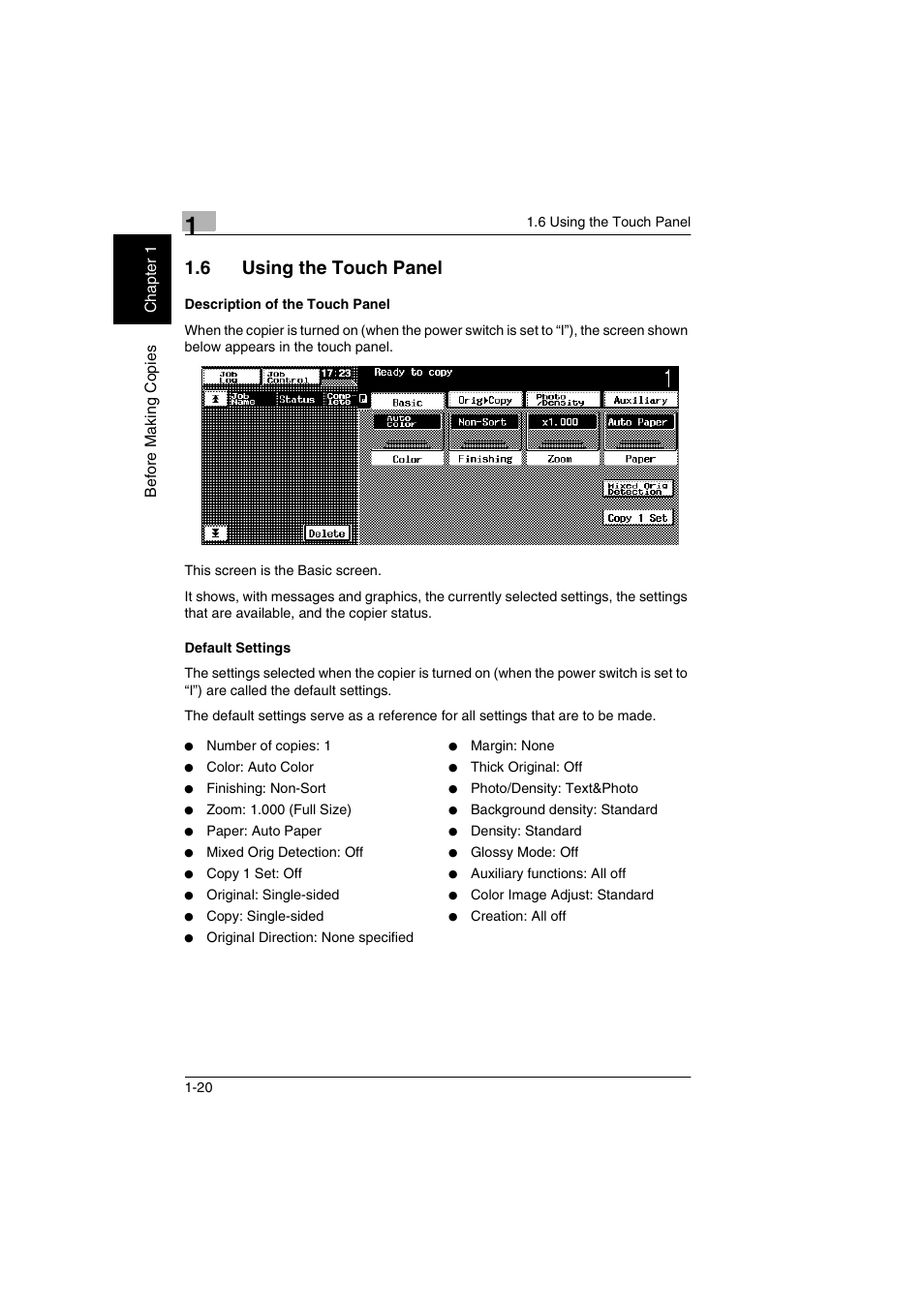 6 using the touch panel | Kyocera KM-C2030 User Manual | Page 27 / 154