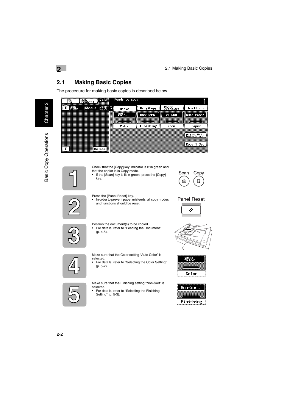 Making basic copies -2, 1 making basic copies | Kyocera KM-C2030 User Manual | Page 33 / 154