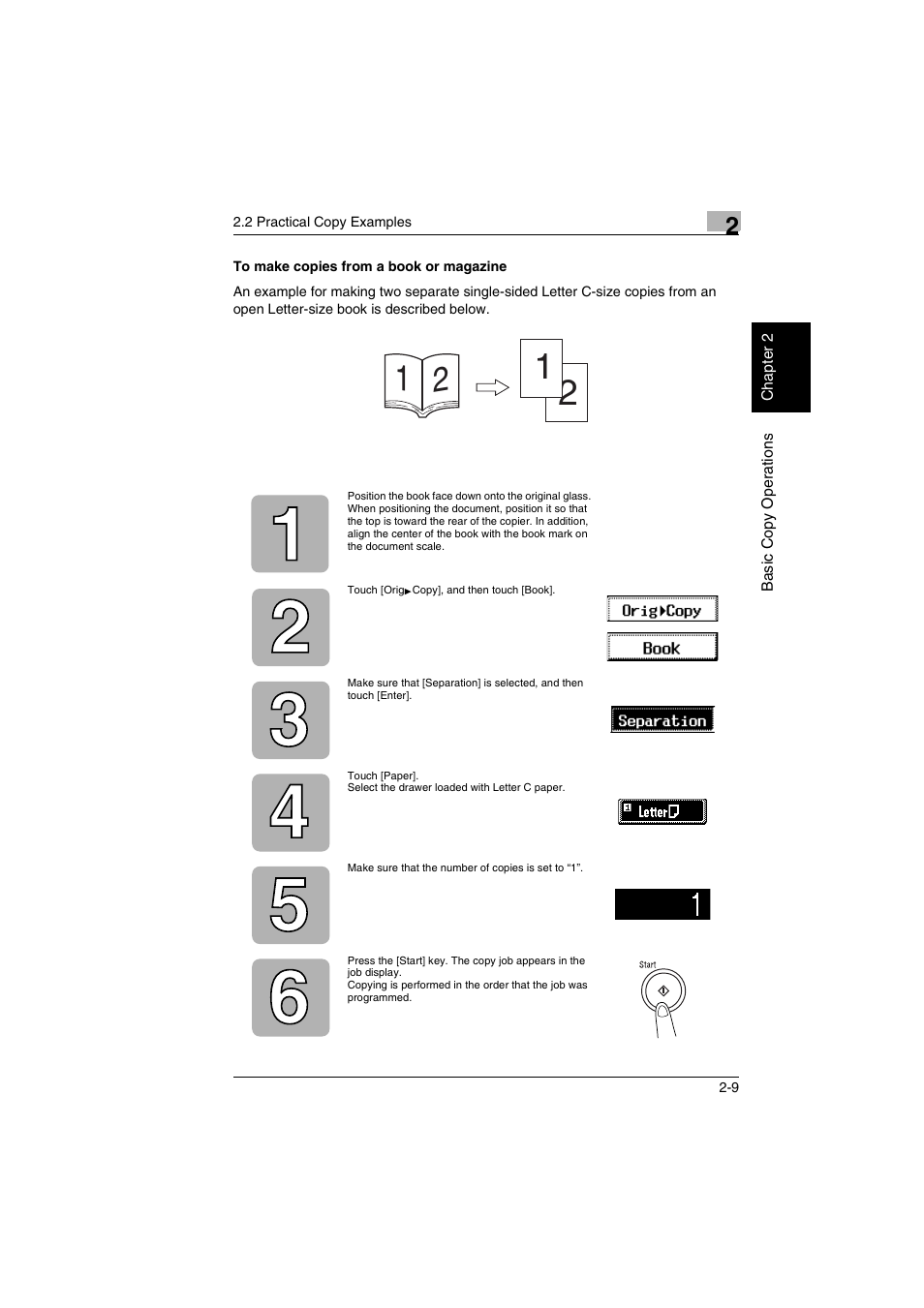 To make copies from a book or magazine -9 | Kyocera KM-C2030 User Manual | Page 40 / 154