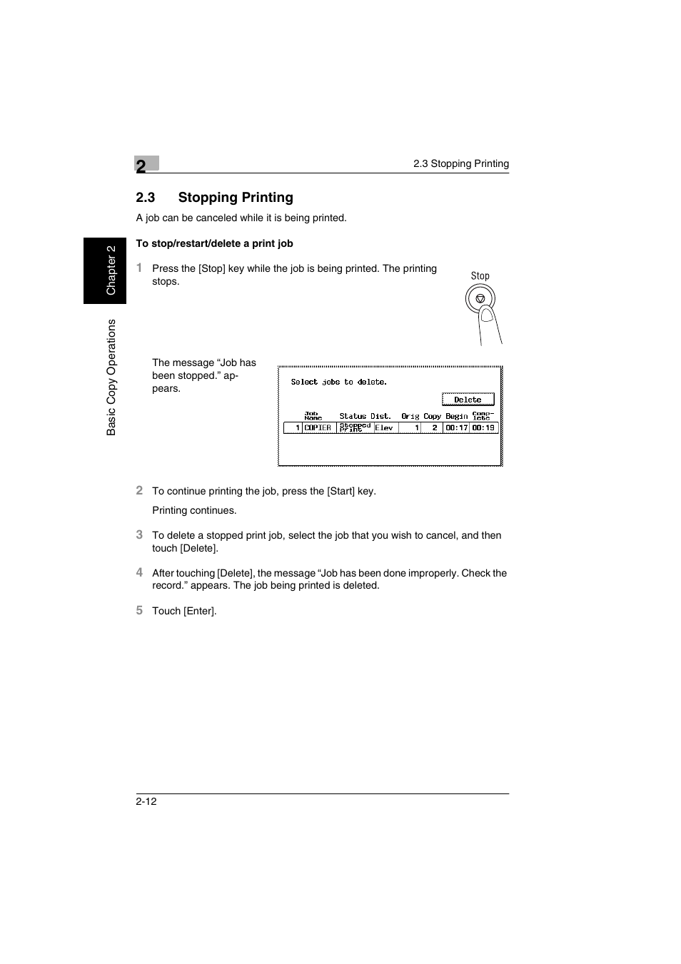 3 stopping printing | Kyocera KM-C2030 User Manual | Page 43 / 154