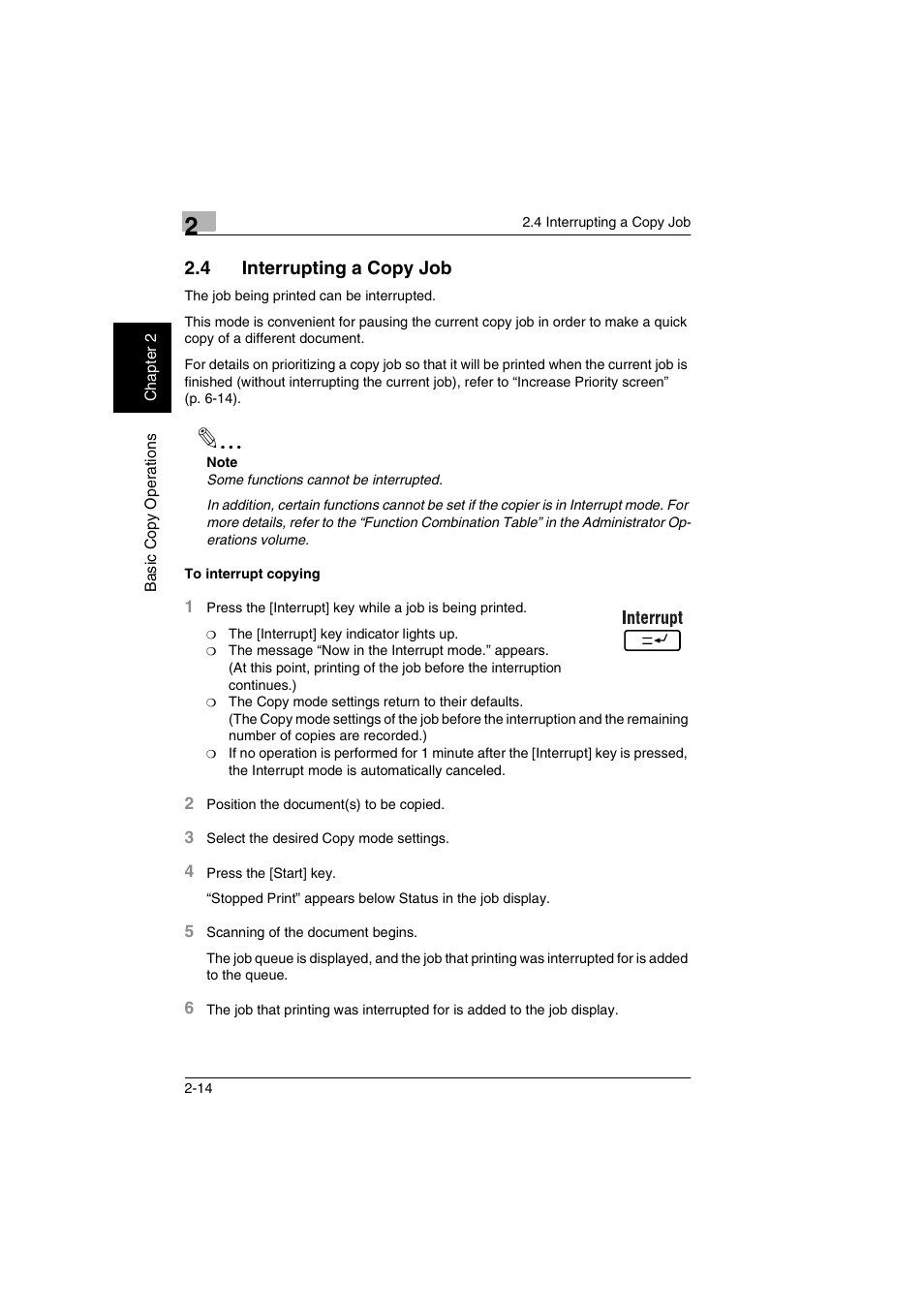 4 interrupting a copy job | Kyocera KM-C2030 User Manual | Page 45 / 154