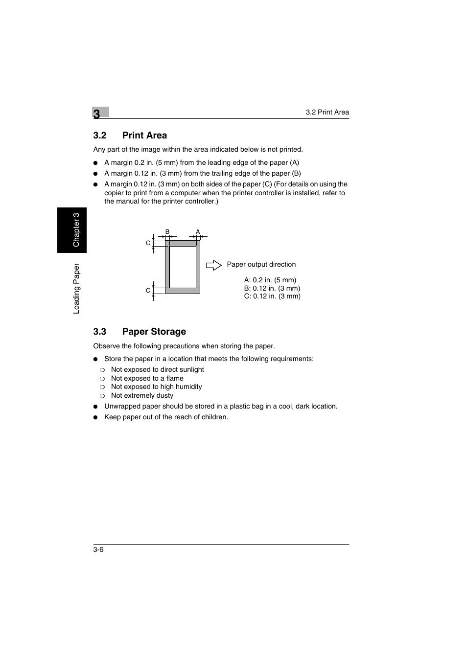 Print area -6, Paper storage -6, 2 print area | 3 paper storage | Kyocera KM-C2030 User Manual | Page 55 / 154