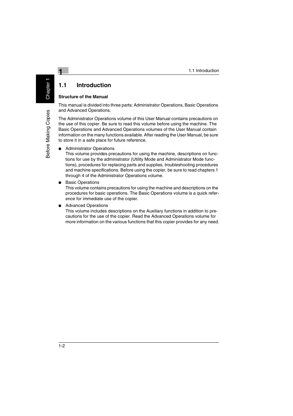 Introduction -2 structure of the manual -2, 1 introduction | Kyocera KM-C2030 User Manual | Page 9 / 154