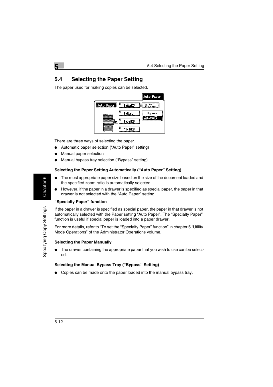 P. 5-12), 4 selecting the paper setting | Kyocera KM-C2030 User Manual | Page 99 / 154