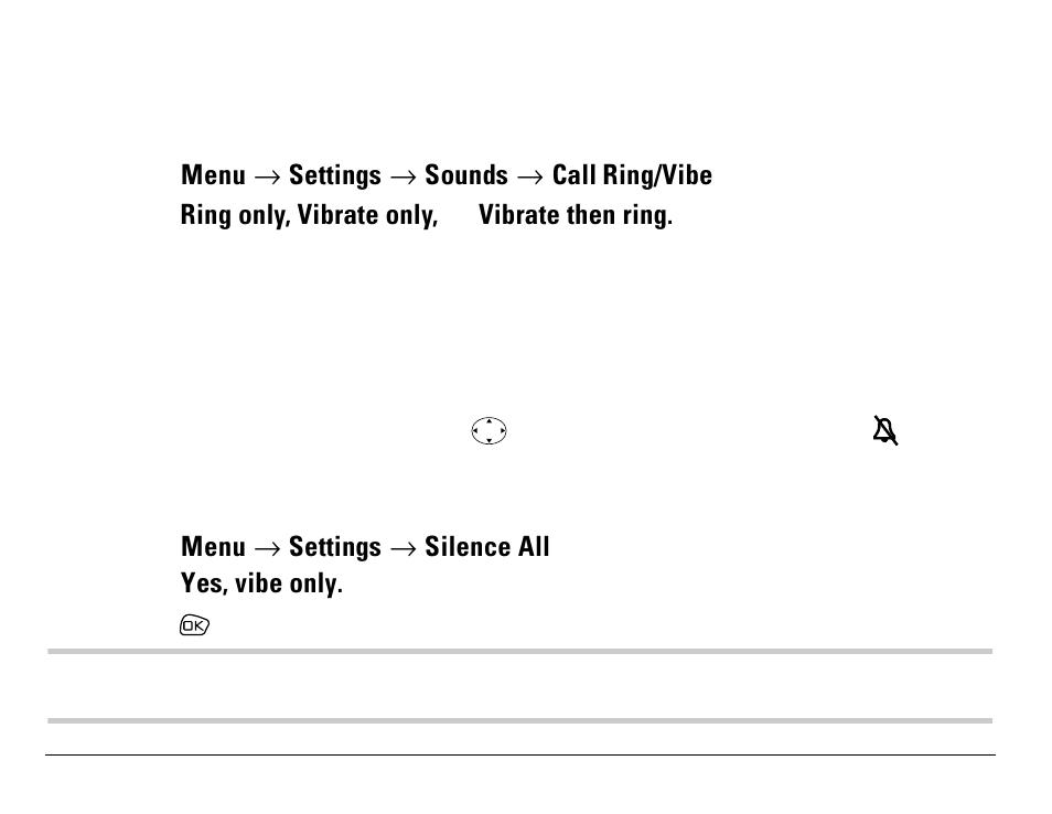Setting vibrate mode, Silencing all sounds | Kyocera S14 User Manual | Page 76 / 123