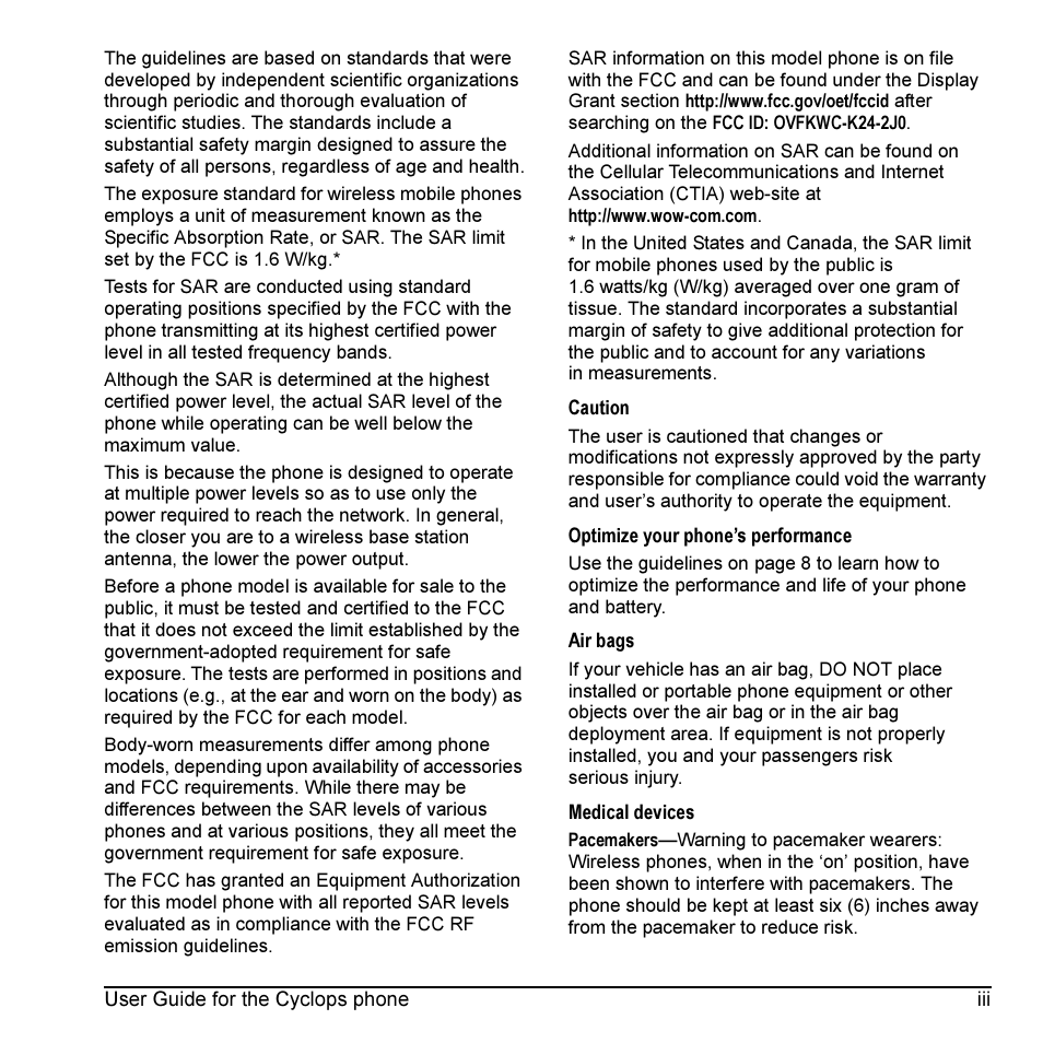 Kyocera Cyclops K325 User Manual | Page 3 / 68