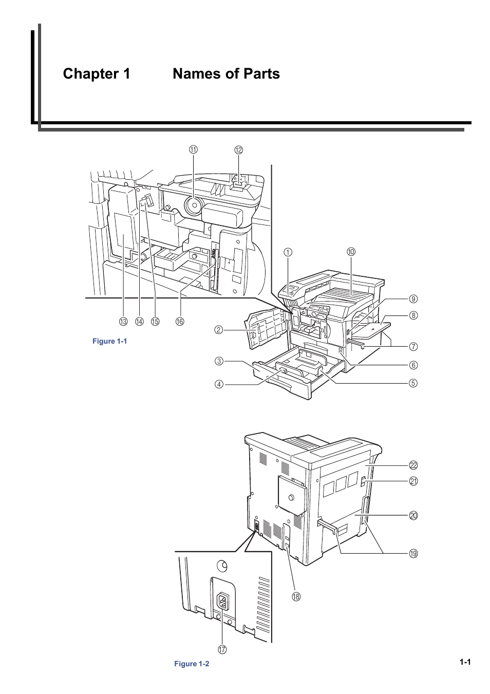 Chapter 1 names of parts, Chapter 1 names of parts -1 | Kyocera ECOSYS FS-9520DN User Manual | Page 12 / 115