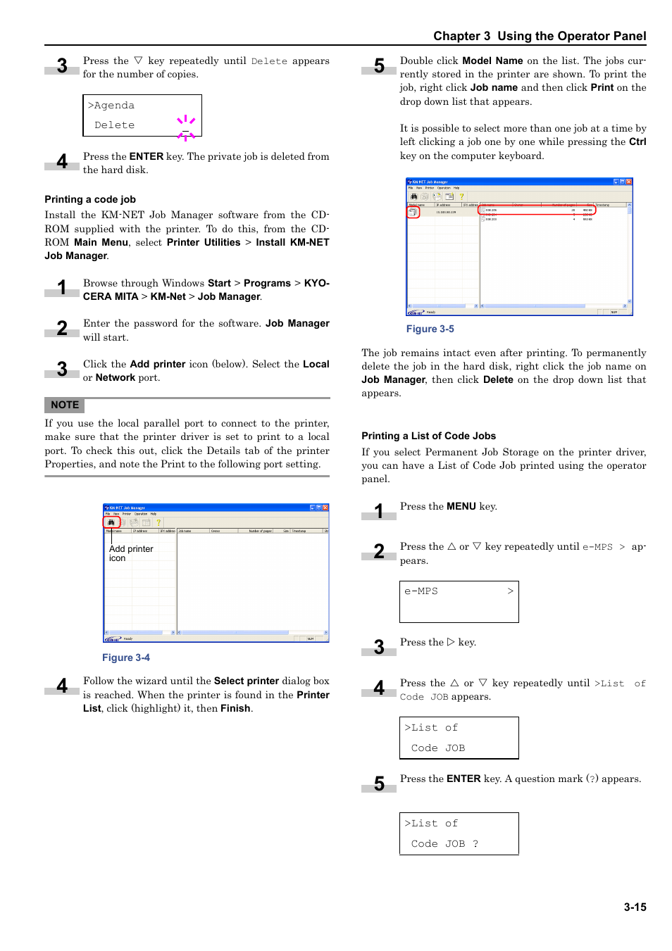 Printing a code job, Printing a list of code jobs | Kyocera ECOSYS FS-9520DN User Manual | Page 36 / 115