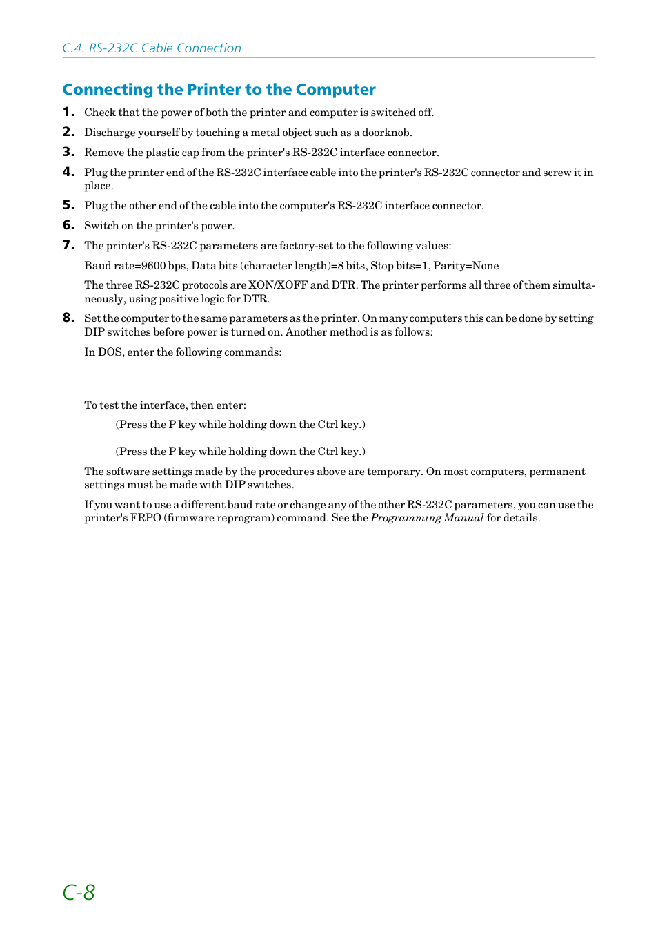 Connecting the printer to the computer | Kyocera FS-1200 User Manual | Page 114 / 119
