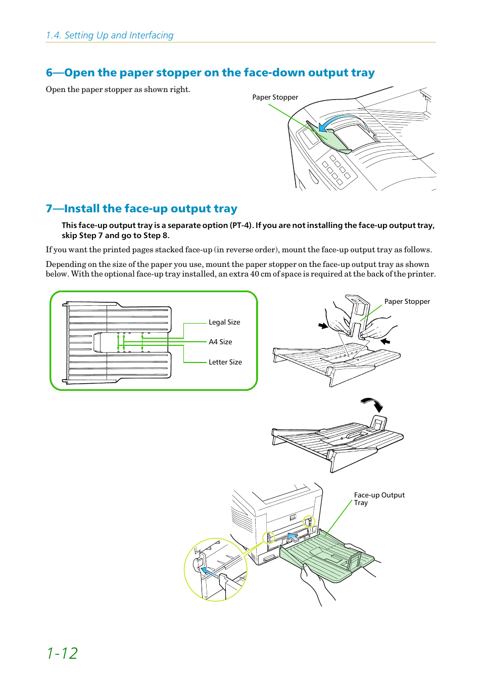 Install the face-up output tray, 7—install the face-up output tray | Kyocera FS-1200 User Manual | Page 31 / 119