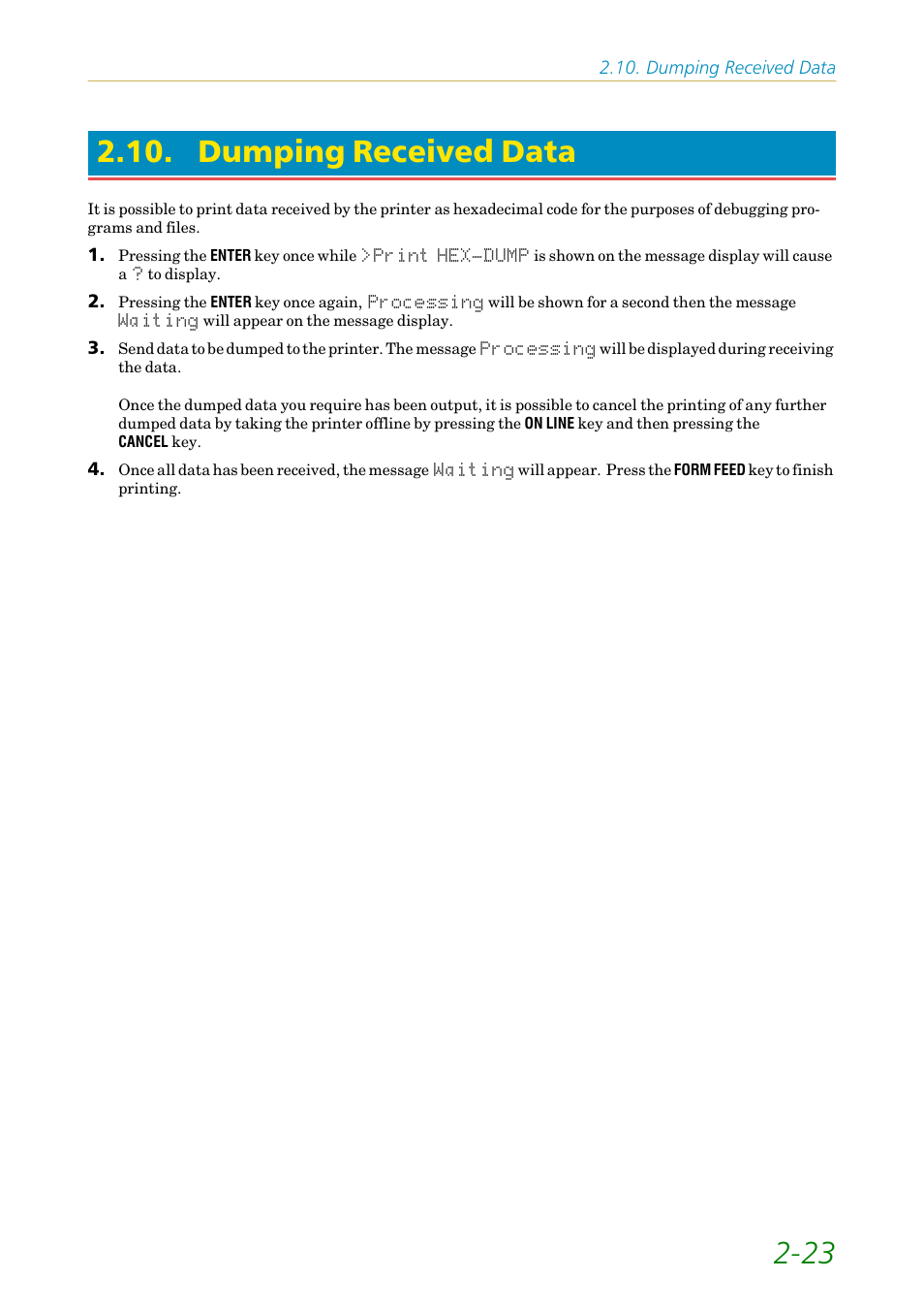Dumping received data | Kyocera FS-1200 User Manual | Page 67 / 119