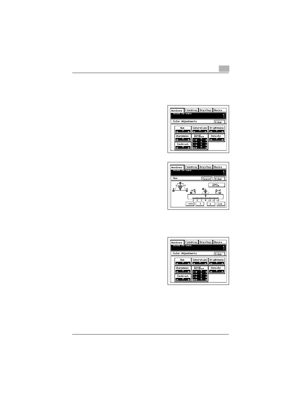 To adjust the hue -25 to adjust the saturation -25 | Kyocera KM-C1530 User Manual | Page 137 / 280