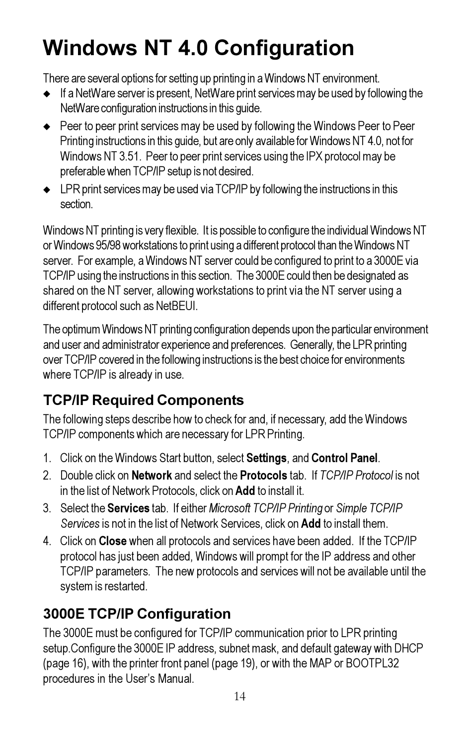 Windows nt 4.0 configuration | Kyocera EcoLAN 3000E User Manual | Page 14 / 20