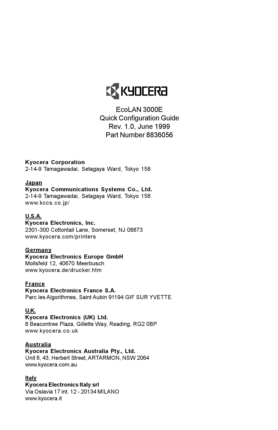 Kyocera EcoLAN 3000E User Manual | Page 20 / 20