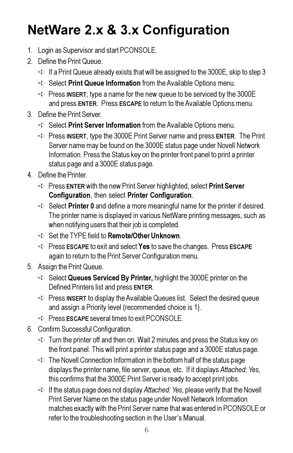 Netware 2.x & 3.x configuration | Kyocera EcoLAN 3000E User Manual | Page 6 / 20