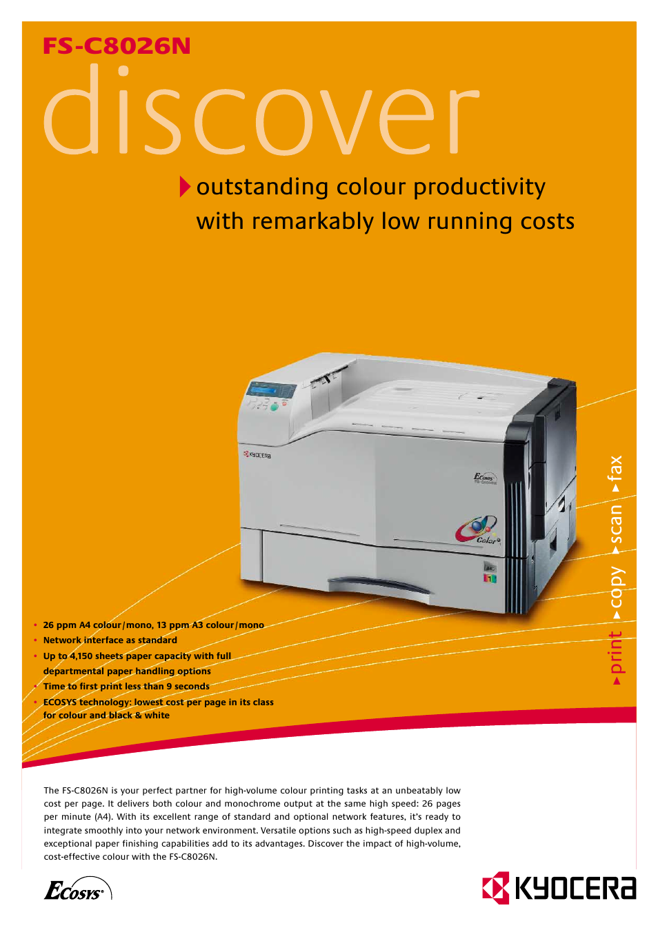Kyocera FS-C8026N User Manual | 2 pages
