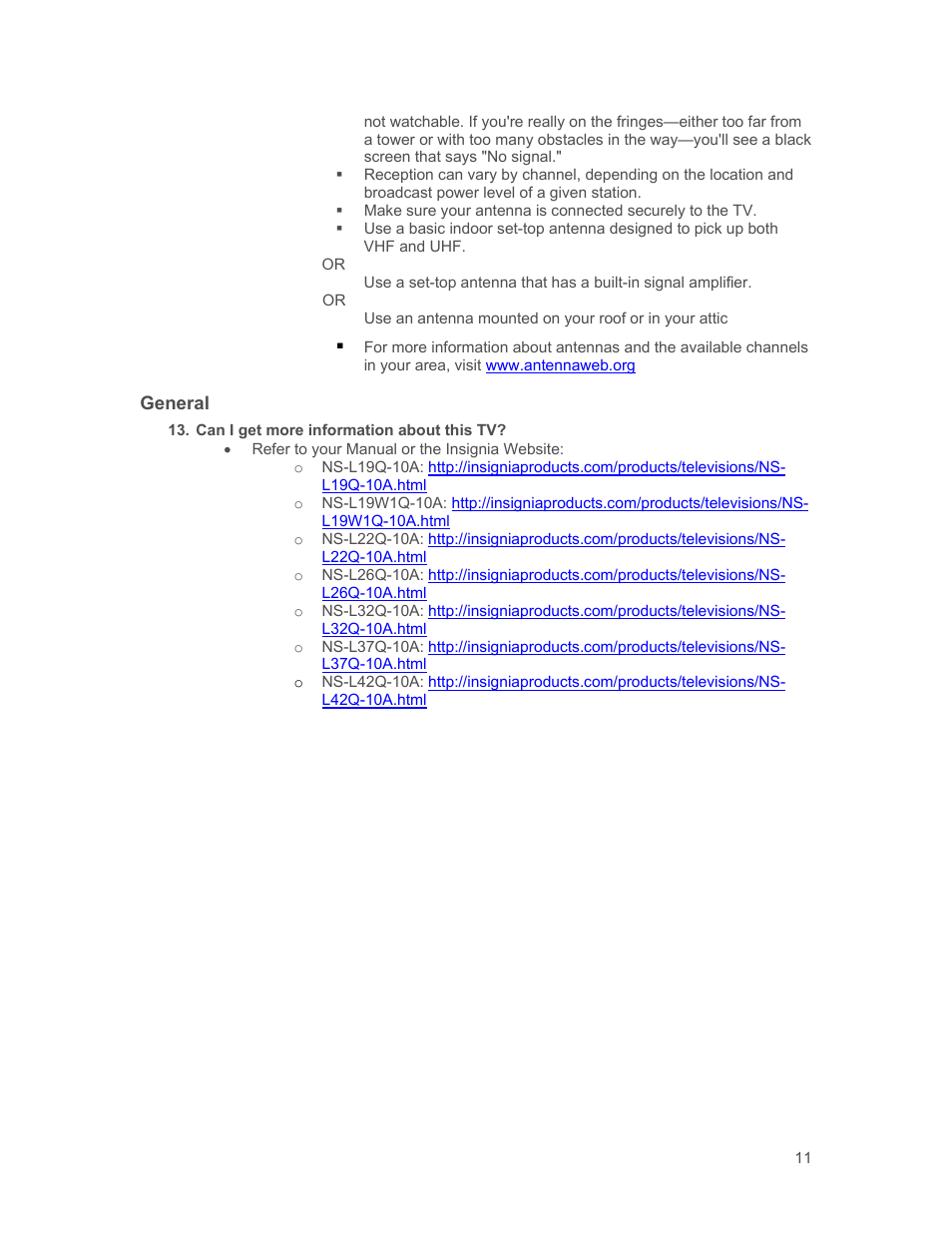 General | Kyocera NS-L37Q-10A User Manual | Page 11 / 12