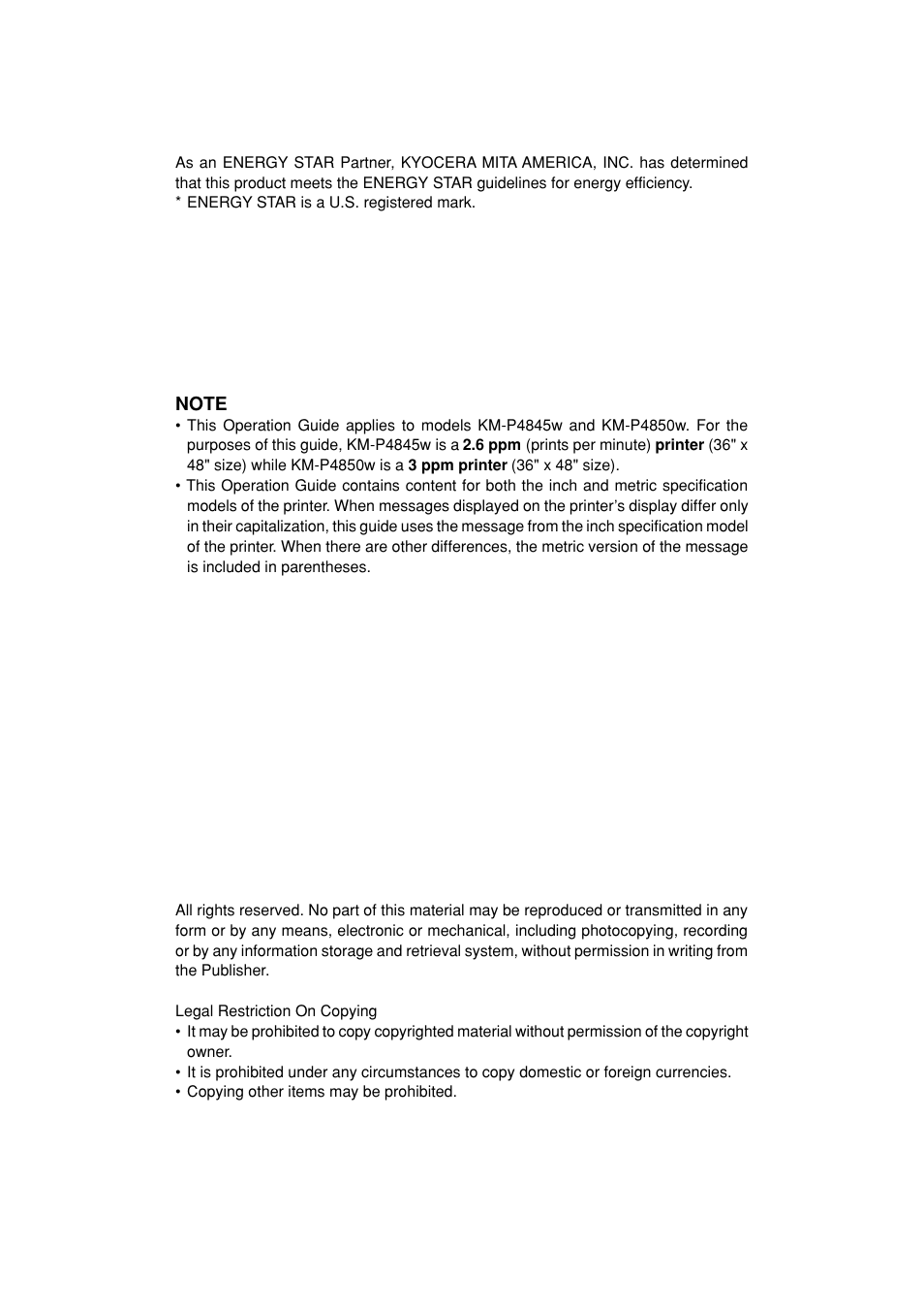 Kyocera KM-P4850w User Manual | Page 2 / 68