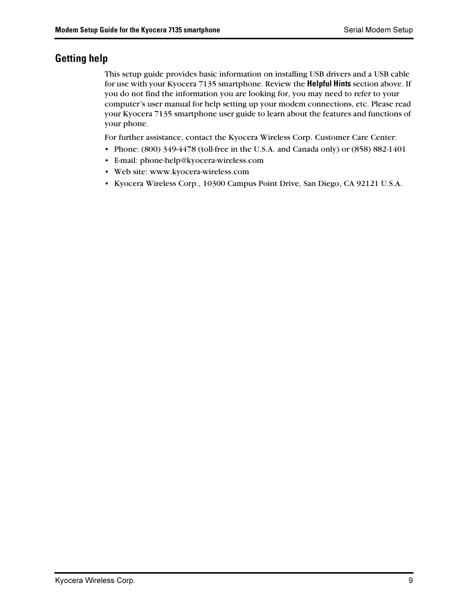 Getting help, Déííáåö=ьйдй | Kyocera 7135 Smartphone User Manual | Page 11 / 12