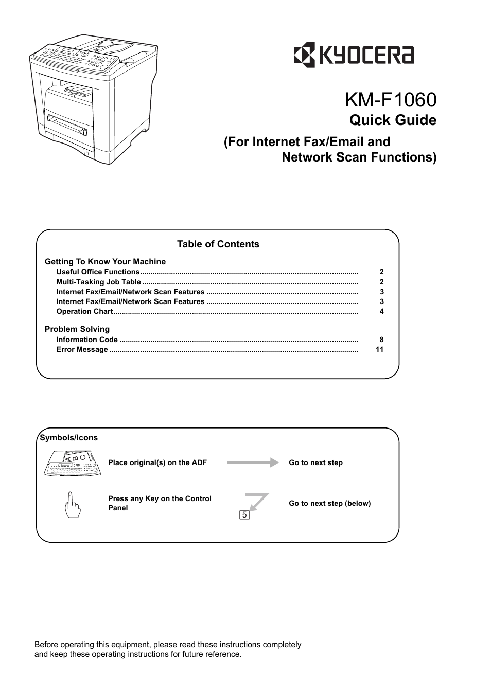 Kyocera KM-F1060 User Manual | 16 pages