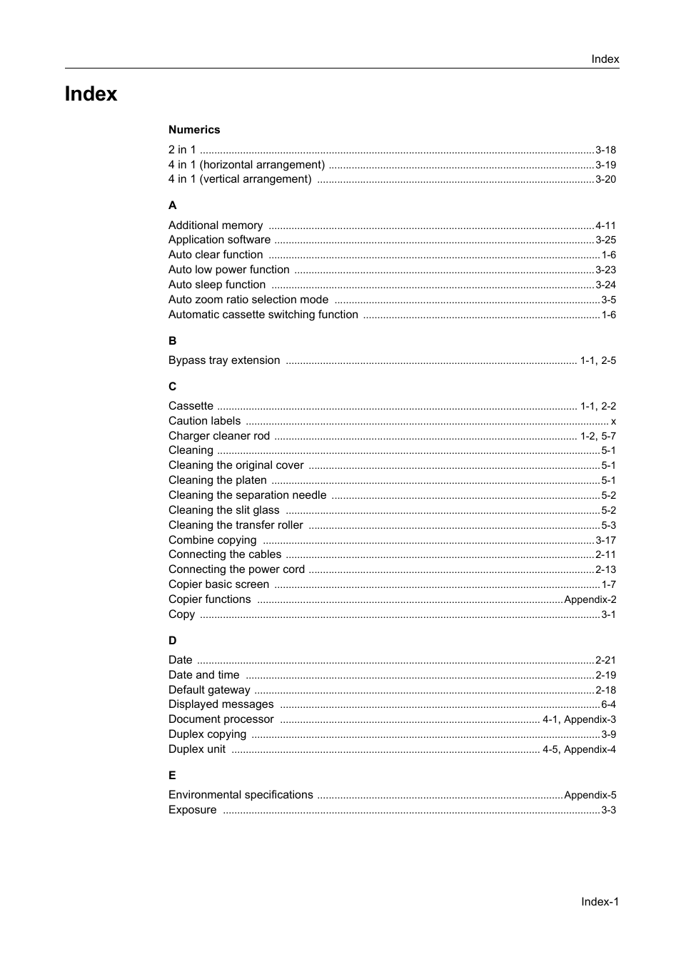 Index | Kyocera 1650 User Manual | Page 131 / 140