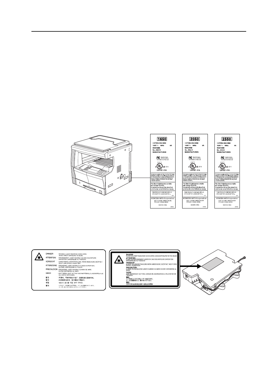 Safety of laser beam | Kyocera 1650 User Manual | Page 17 / 140